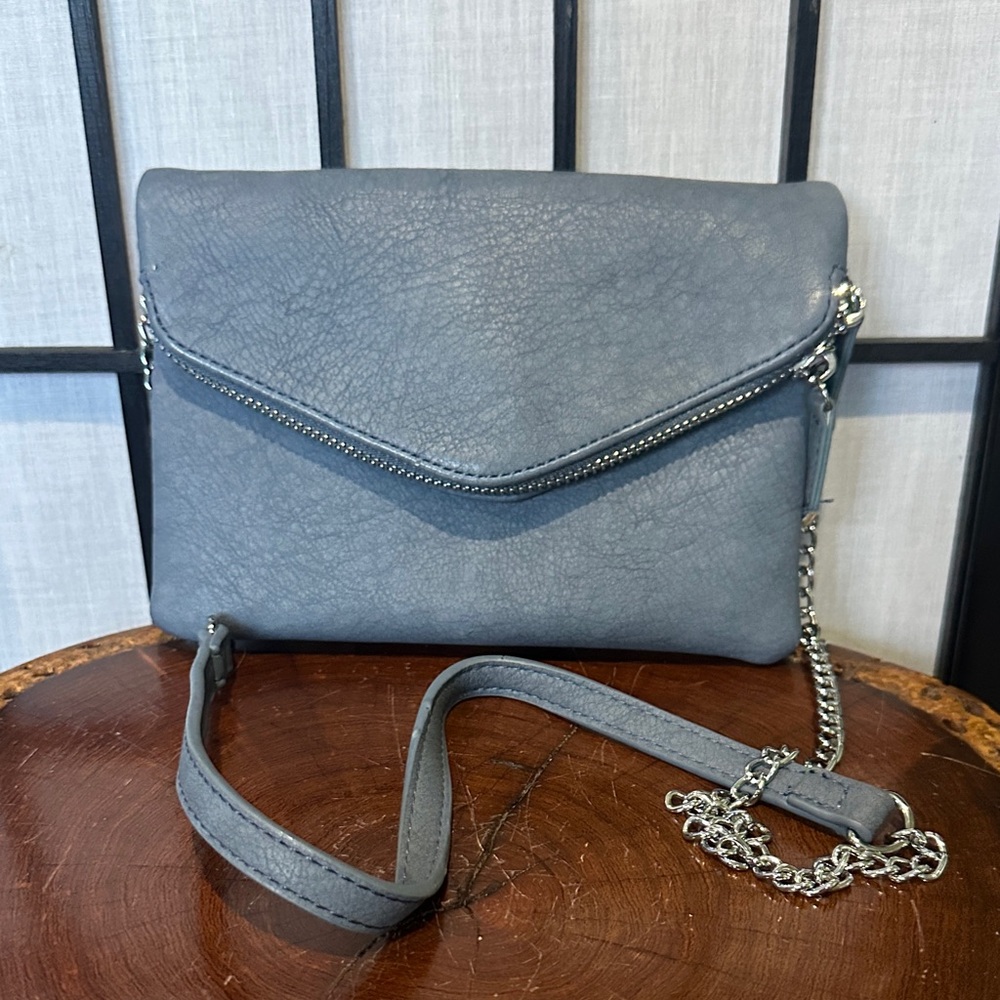 Antik Kraft Gray Small Crossbody Bag with Chain Strap Zippers